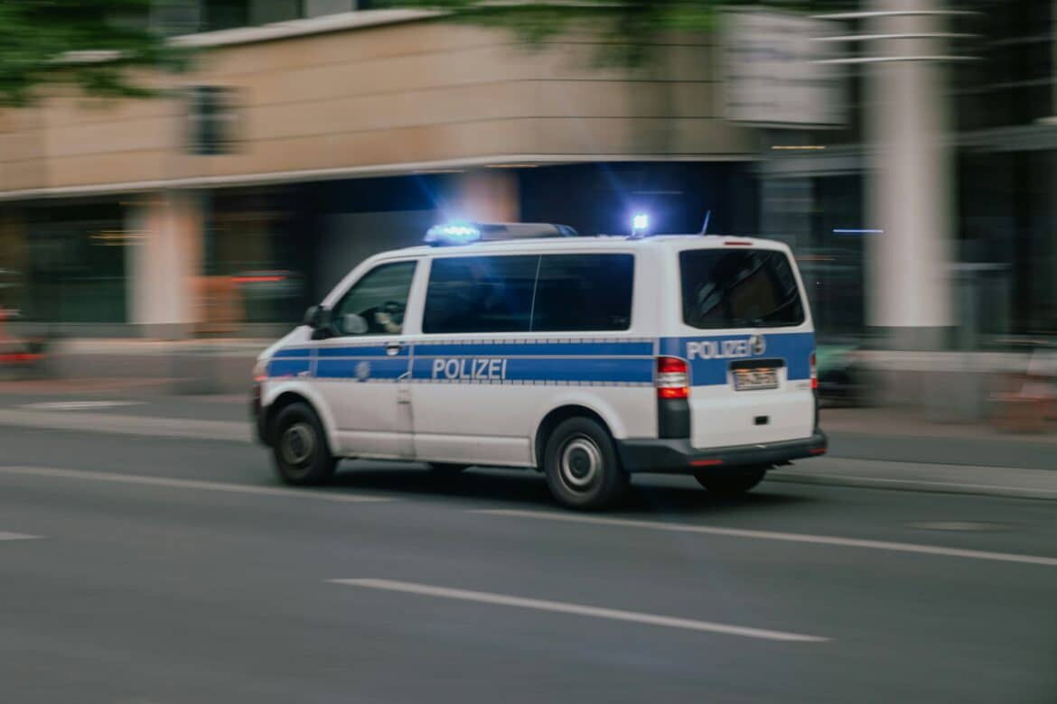 police minibus in motion
