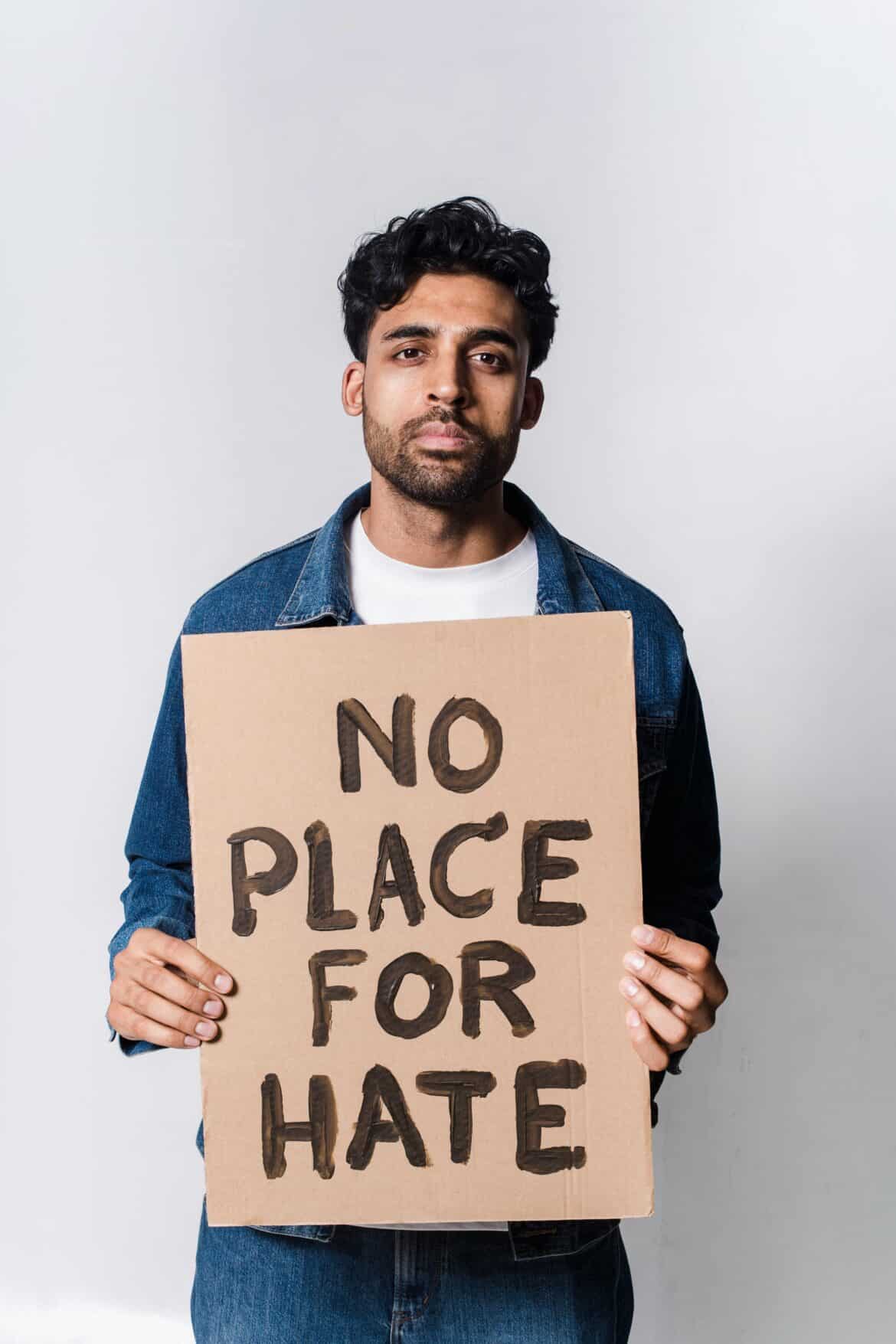 no-place-for-hate-text-on-cardboard-stockpack-pexels No place for hate text on cardboard